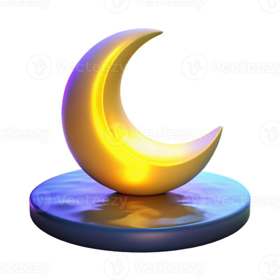 impressive artistic Golden Crescent Moon 3D Render professional png