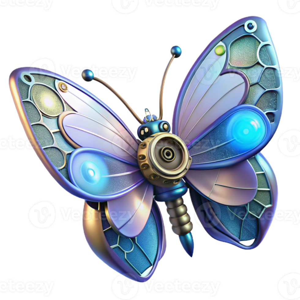 impressive abstract 3D Render of a Mechanical Butterfly premium png