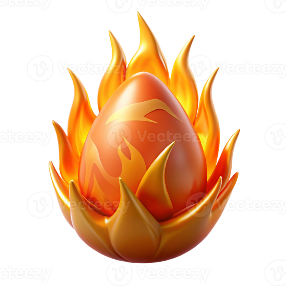 serene abstract Fiery Egg 3D Render original png