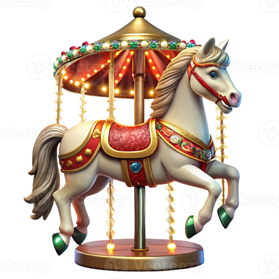 beautiful traditional Carousel Horse 3D Render high quality png