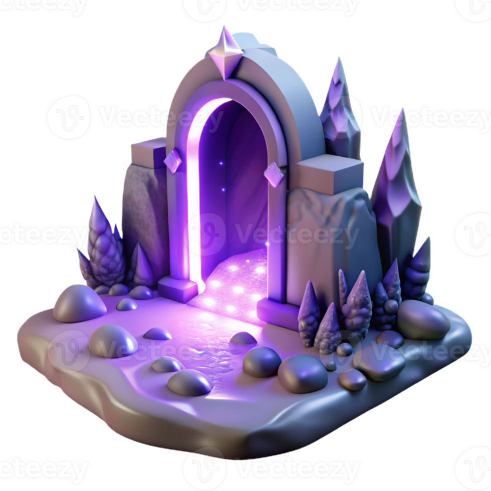 stunning classic 3D Render Purple Crystal Gateway genuine png