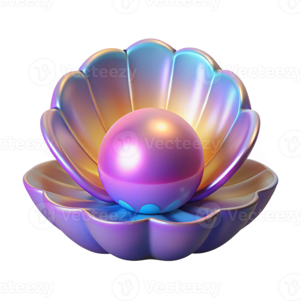 extraordinary rustic Iridescent Pearl in Shell 3D Render premium png
