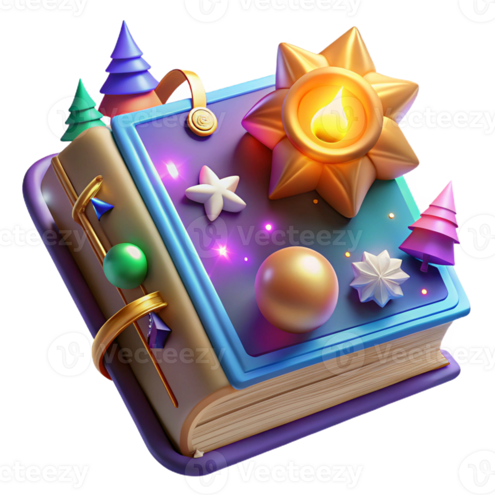 wonderful rustic Magical Book 3D Illustration original png