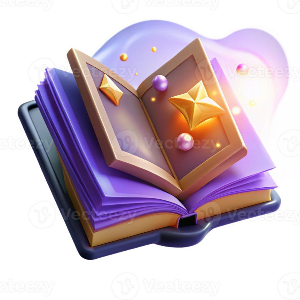 serene minimalist Magical Book 3D Illustration premium png