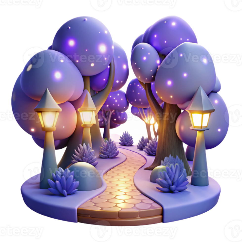 impressive rustic Enchanted 3D Forest Path Illustration premium png
