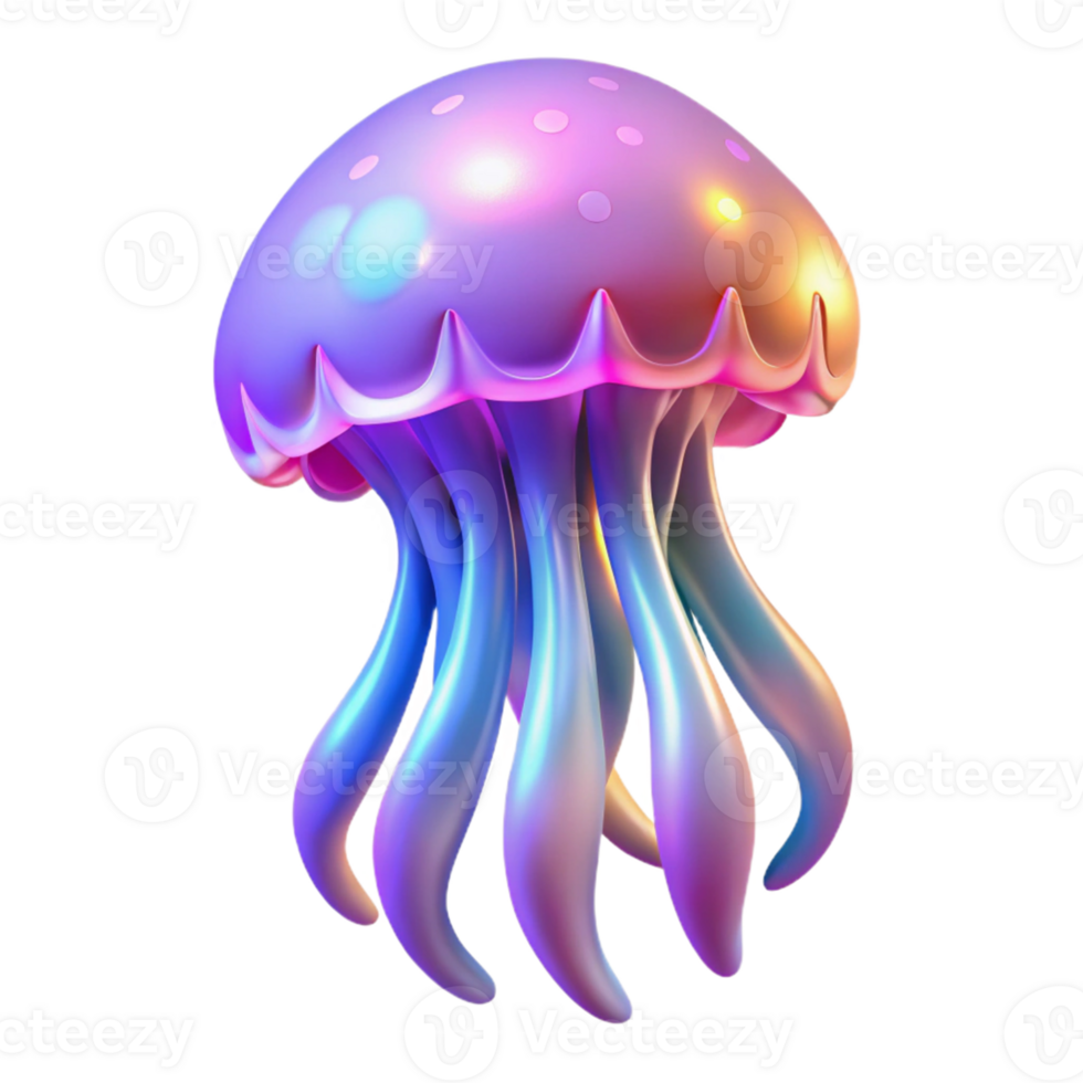 serene artistic Neon Jellyfish 3D Render high resolution png