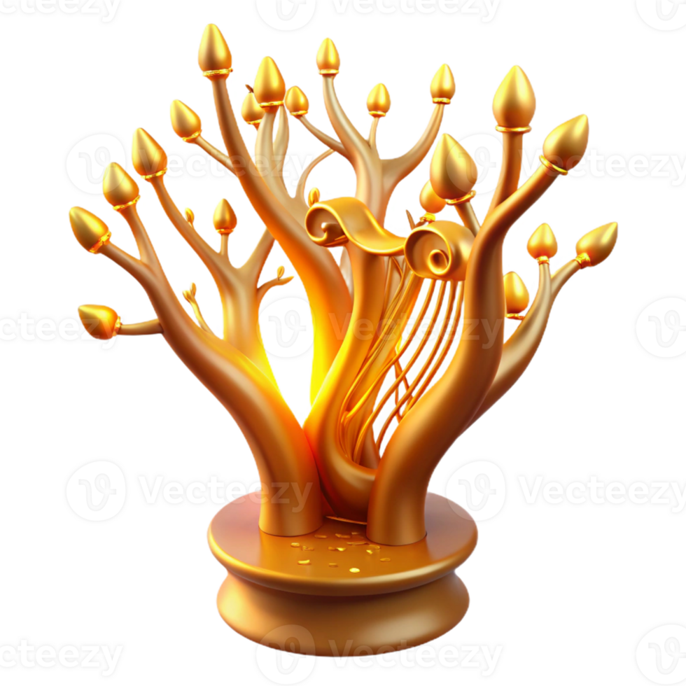 impressive classic Golden Harp Tree 3D Illustration 4K png