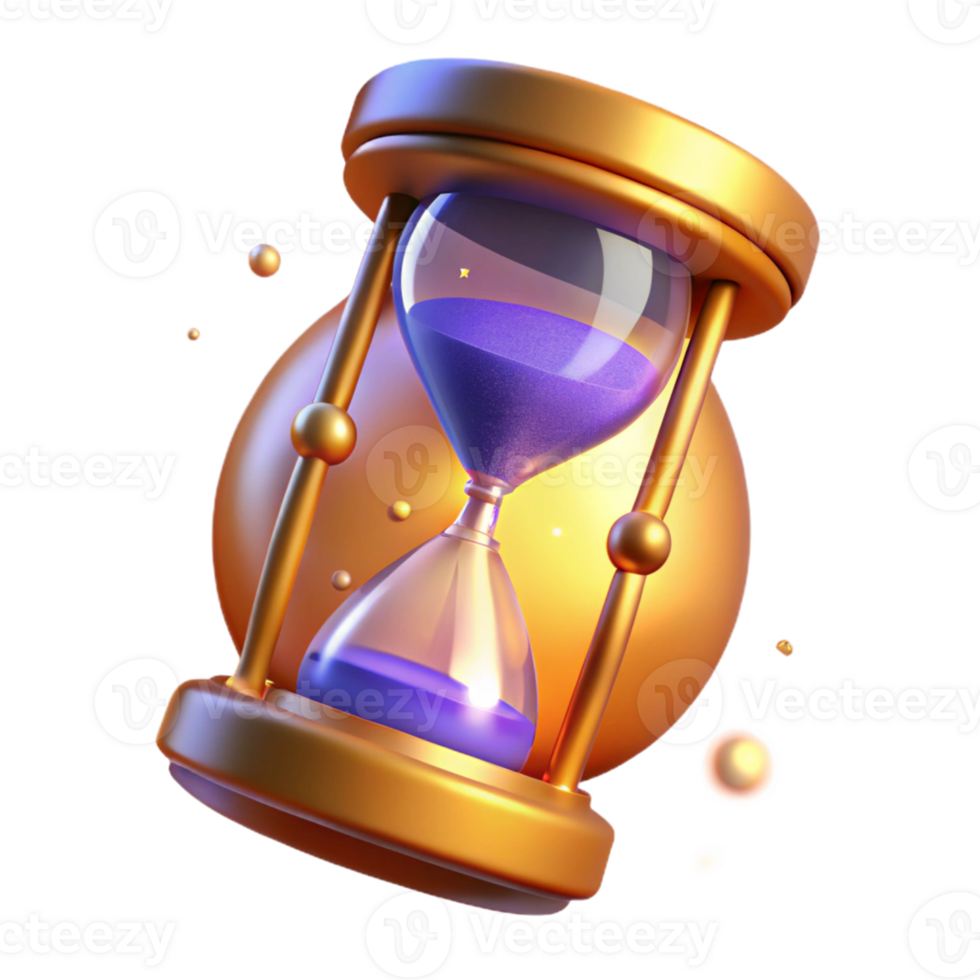 extraordinary artistic 3D Golden Hourglass Illustration high resolution png