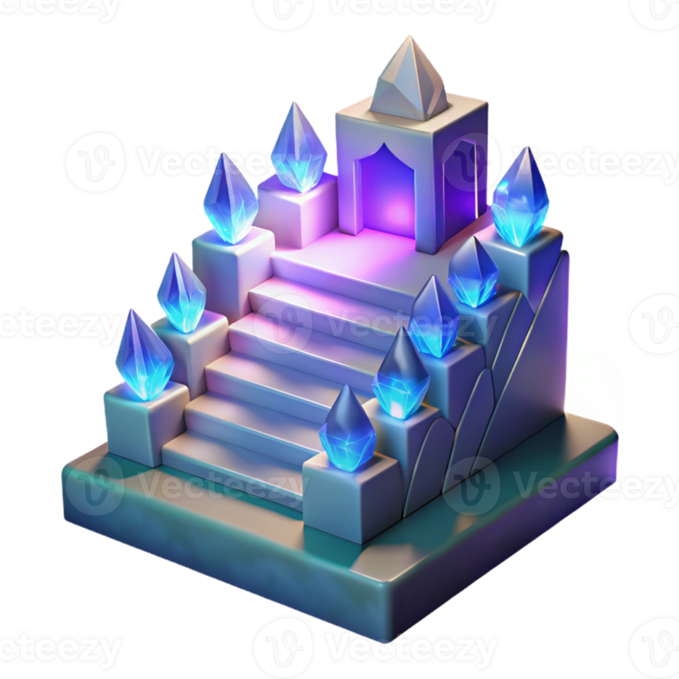 magnificent abstract Crystalline Staircase 3D Render premium png