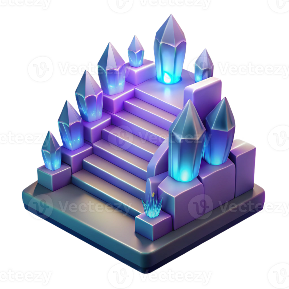 magnificent abstract Glowing Crystal Staircase 3D Render authentic png