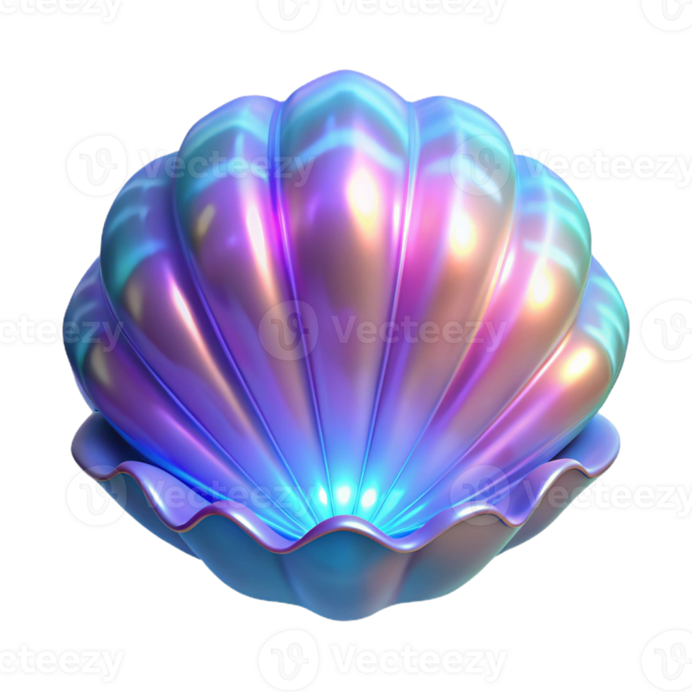 serene rustic Iridescent Clam Shell 3D Render genuine png