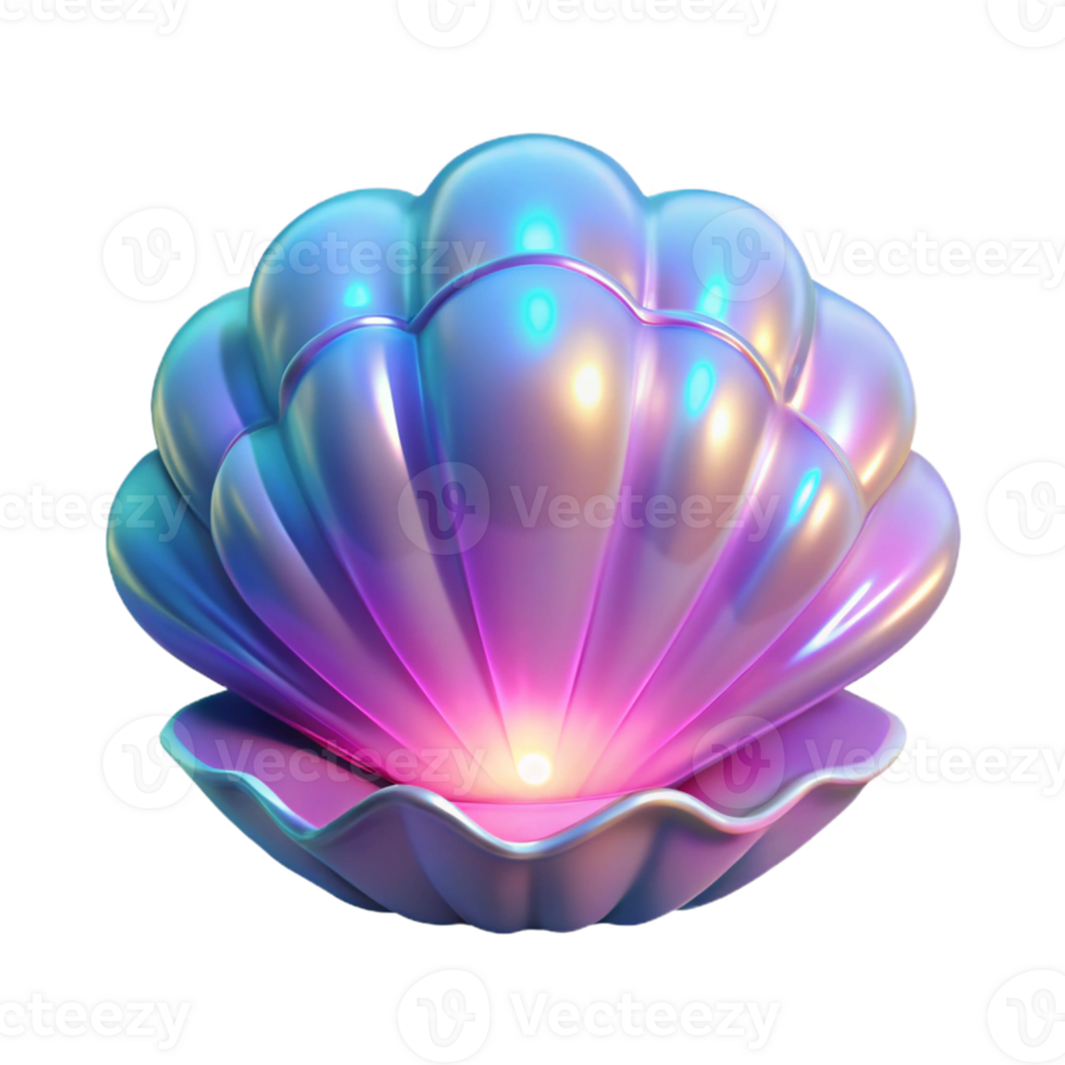 wonderful traditional Iridescent Clam Shell 3D Render genuine png