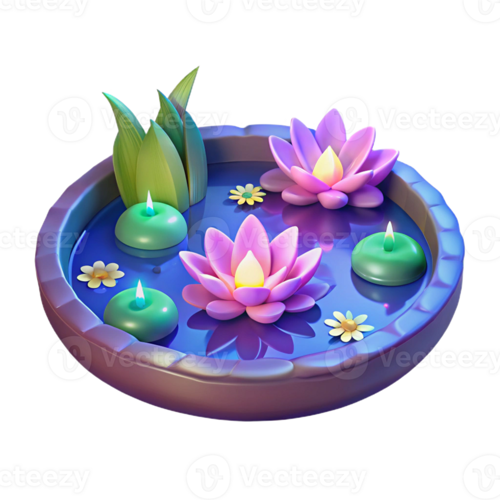 wonderful contemporary Serene 3D Lotus Pond Illustration authentic png