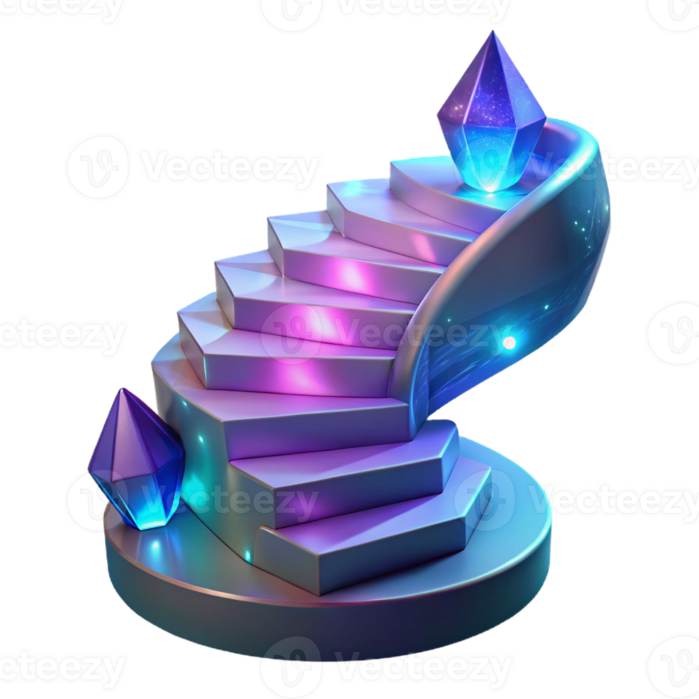 magnificent classic Glowing Crystal Staircase 3D Render premium png