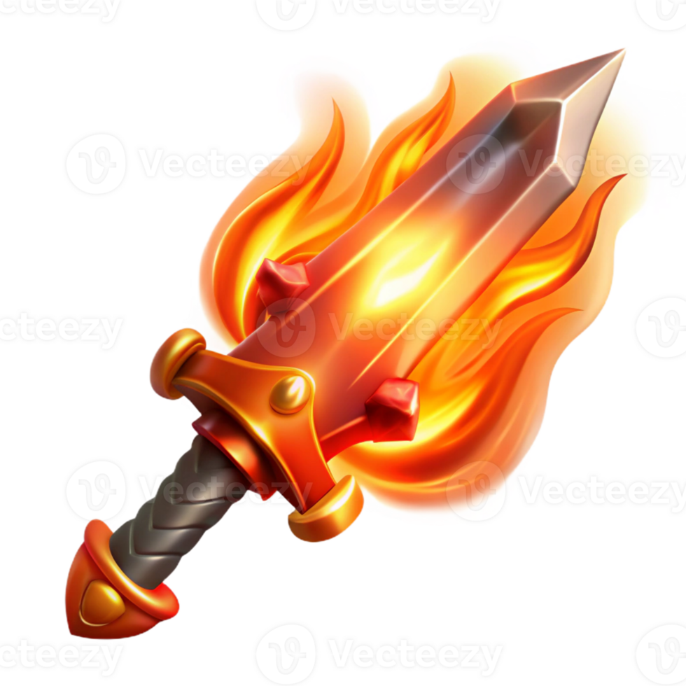elegant abstract Fiery Sword Illustration high resolution png