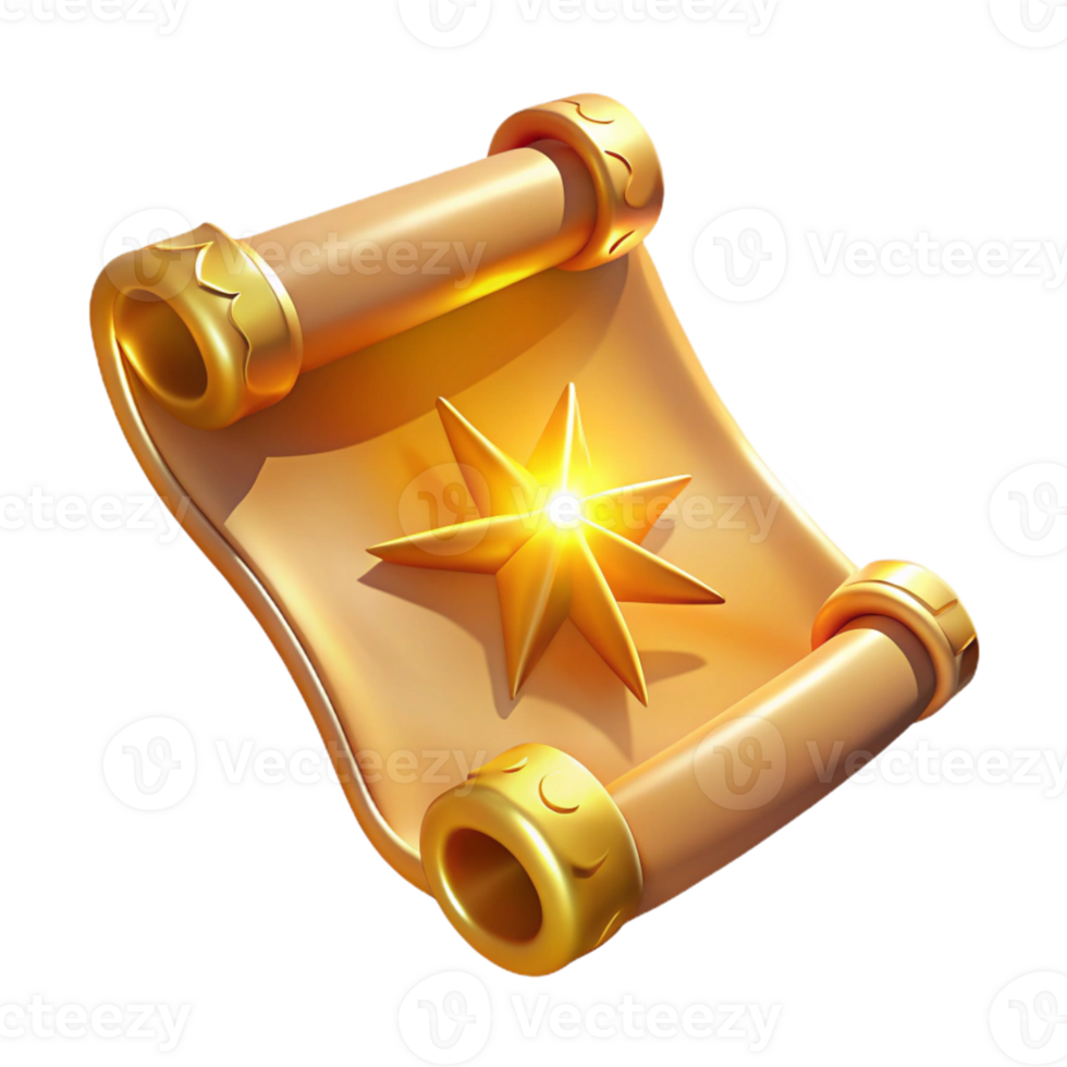 extraordinary artistic Golden Scroll 3D Illustration original png