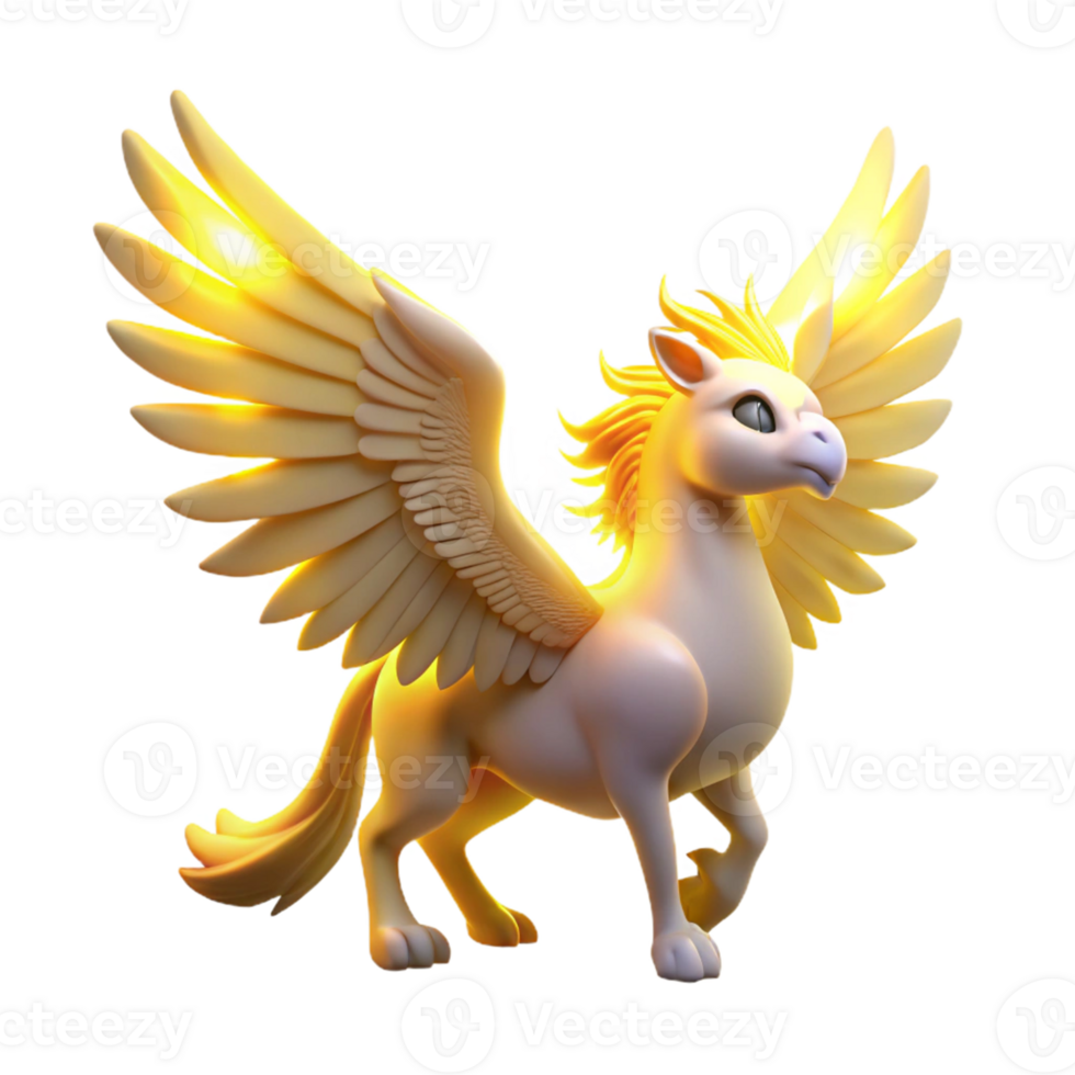 magnificent vintage Golden Pegasus 3D Render premium png