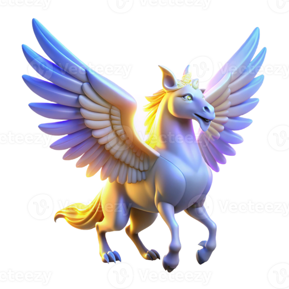 dramatic creative 3D Render of a Majestic Winged Unicorn high quality png