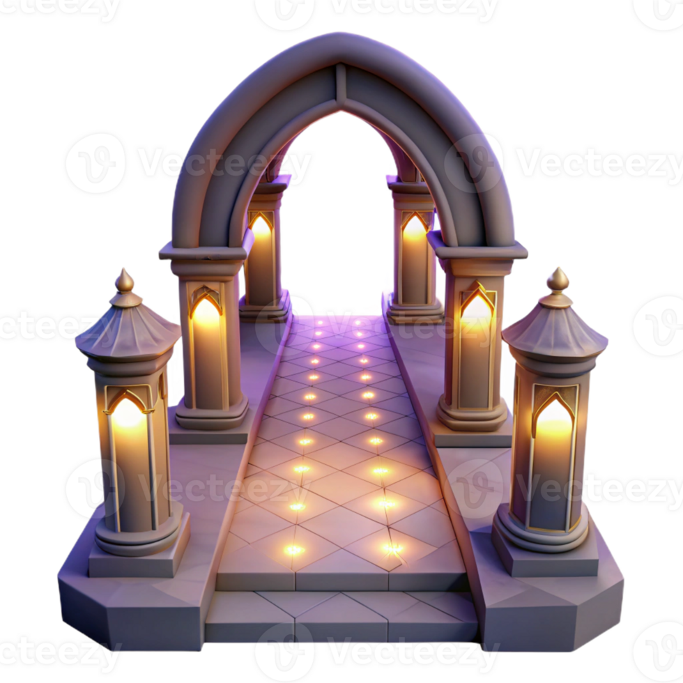 elegant minimalist 3D Render of Illuminated Archway authentic png