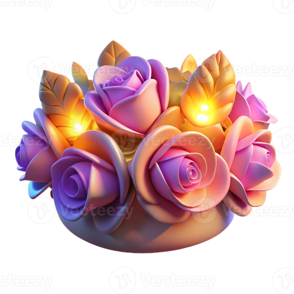 serene contemporary 3D Render of Illuminated Roses high resolution png