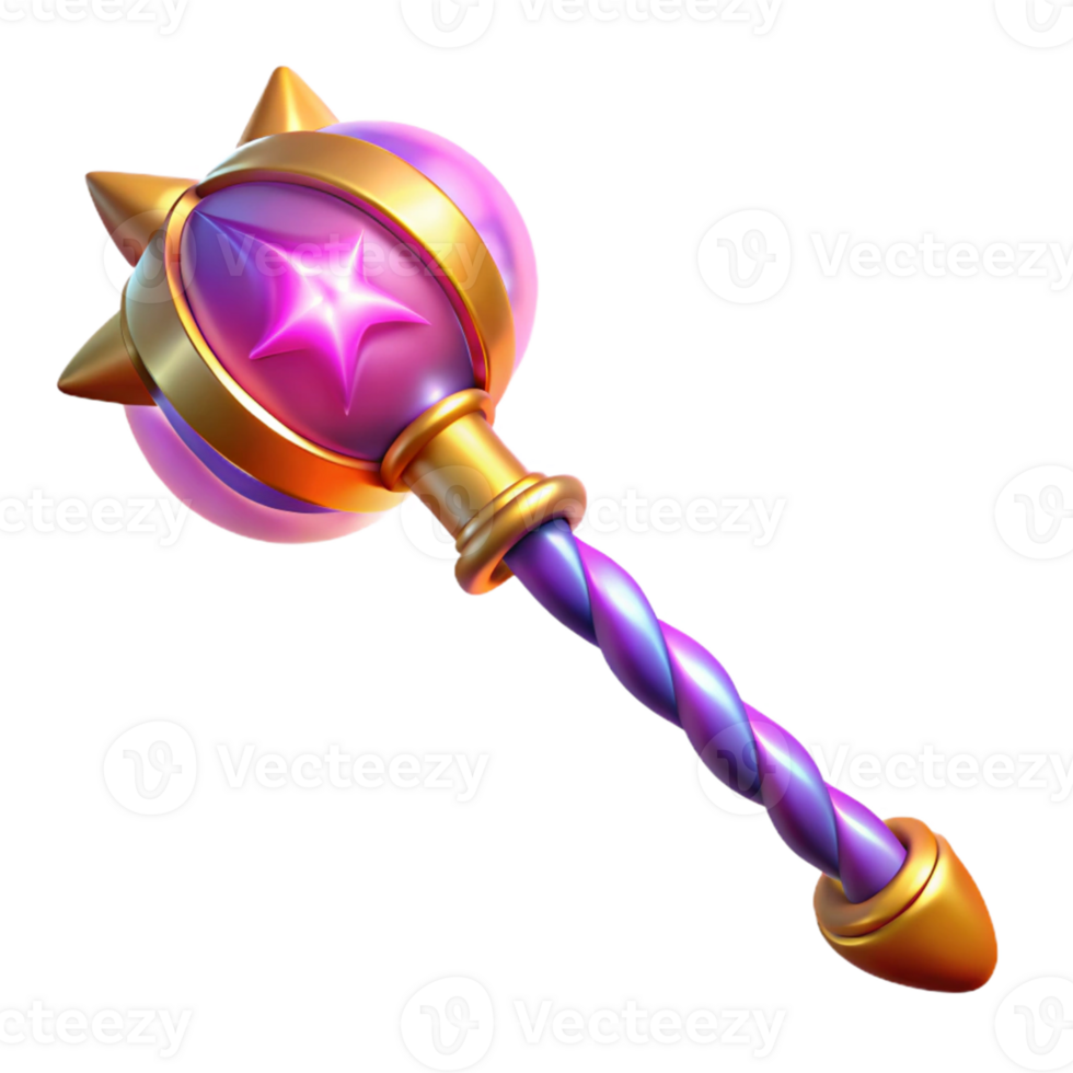 elegant rustic 3D Render Magical Staff Illustration original png