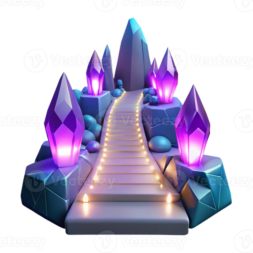 serene artistic 3D Crystal Stairway Illustration original png