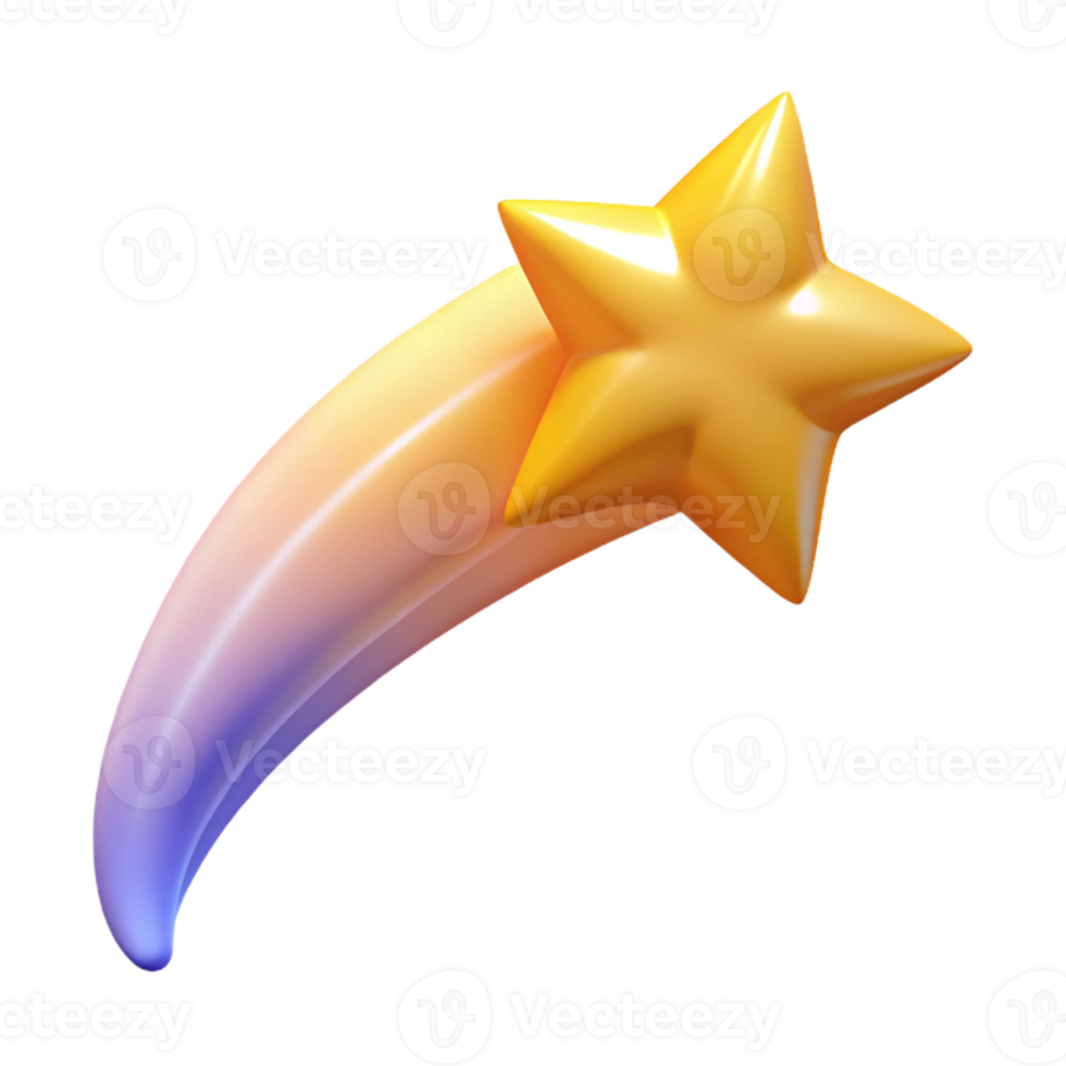 beautiful minimalist 3D Render of a Shooting Star high resolution png