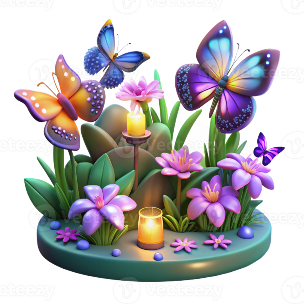 magnificent traditional Enchanted Garden 3D Illustration exclusive png