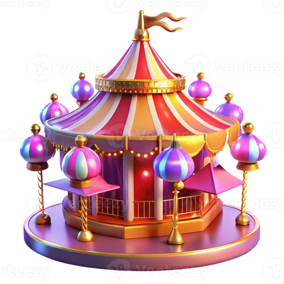 impressive artistic Whimsical 3D Carousel Illustration authentic png