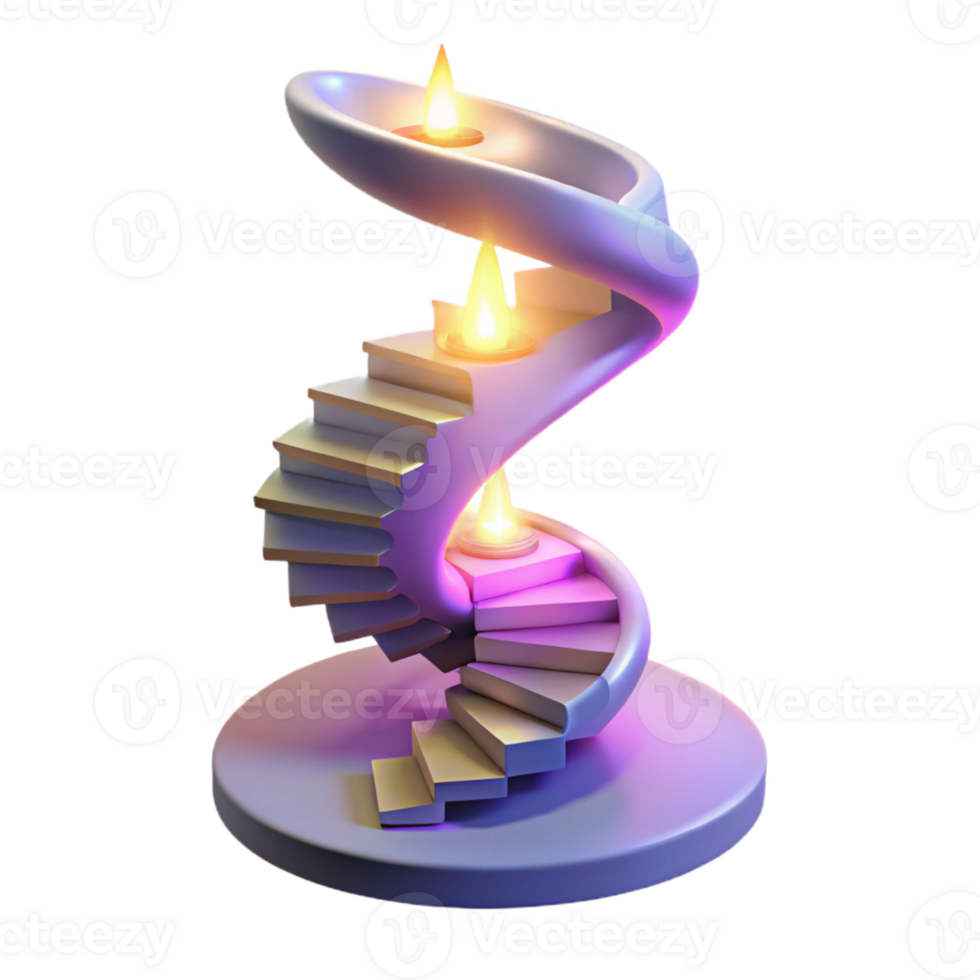 elegant artistic Spiral Staircase Candles 3D Render exclusive png