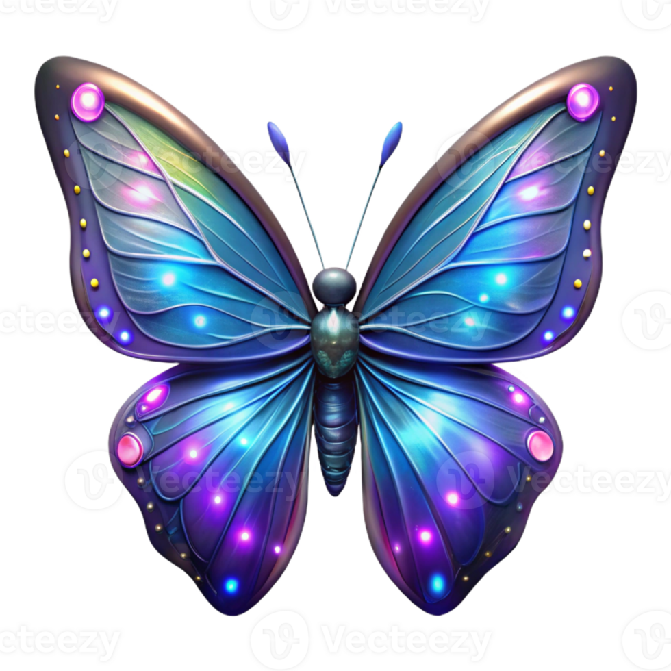 impressive minimalist Luminous Butterfly 3D Illustration high resolution png