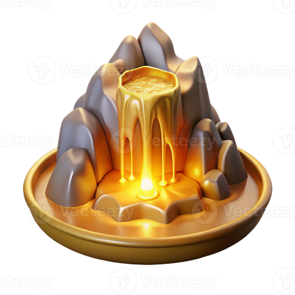 impressive abstract Golden Liquid Waterfall 3D Render detailed png