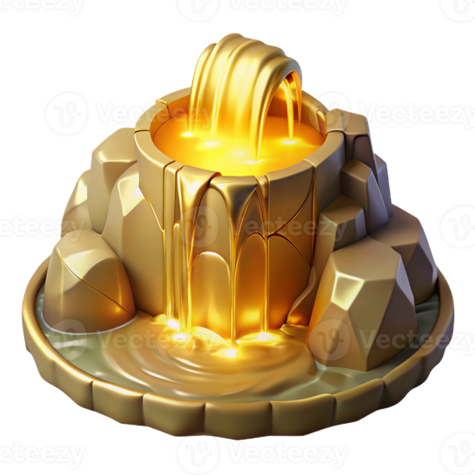 serene rustic Golden Waterfall 3D Illustration high resolution png