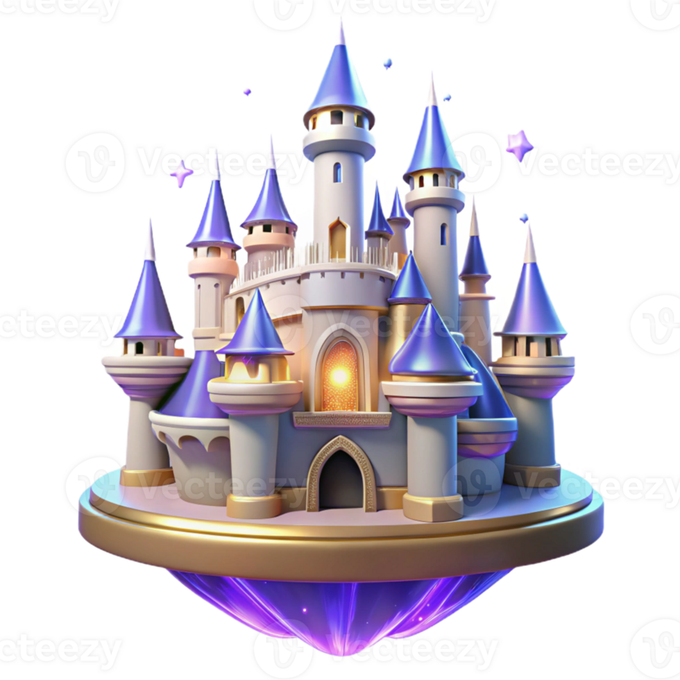 dramatic abstract Magical Fairytale Castle 3D Render professional png