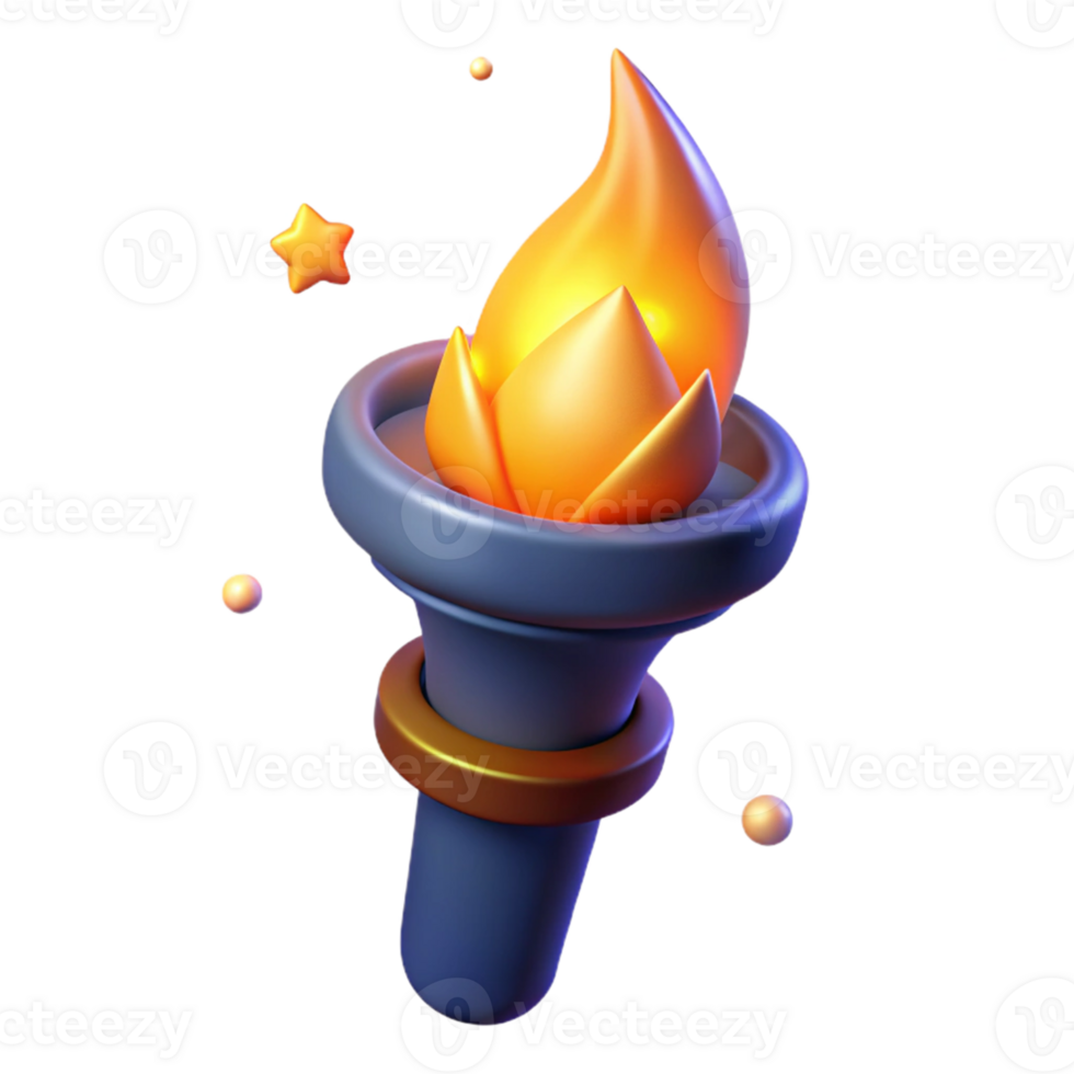 vibrant classic 3D Cartoon Torch Illustration high resolution png