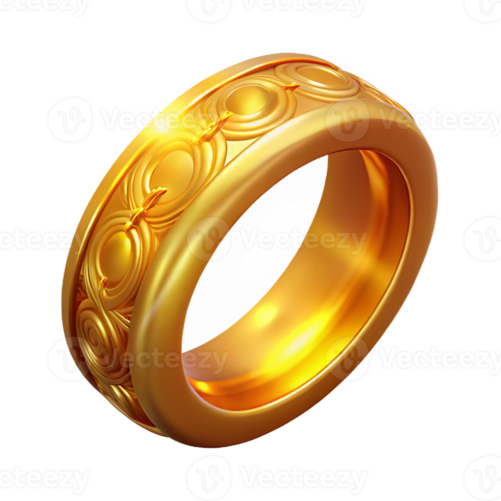 elegant modern Golden Ring 3D Illustration authentic png