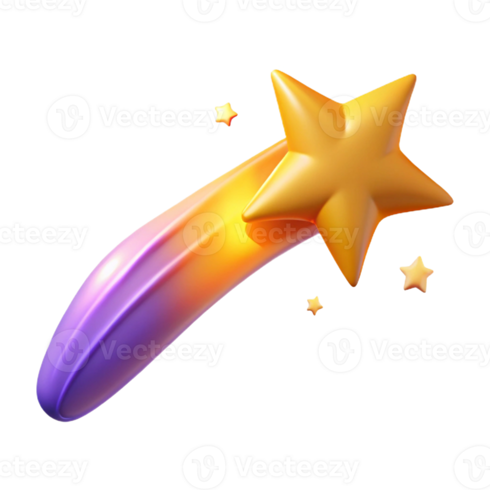 dramatic rustic 3D Render Shooting Star Illustration detailed png