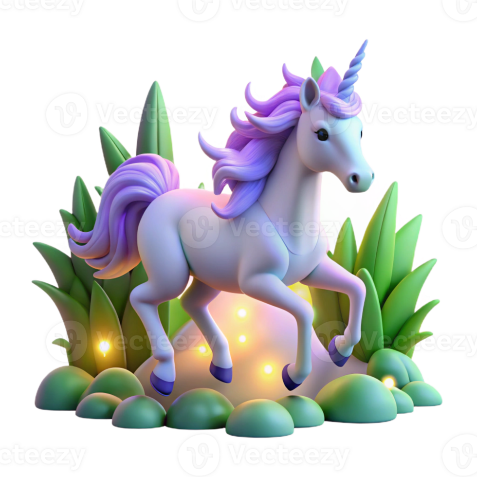 vibrant creative Magical Unicorn 3D Render professional png