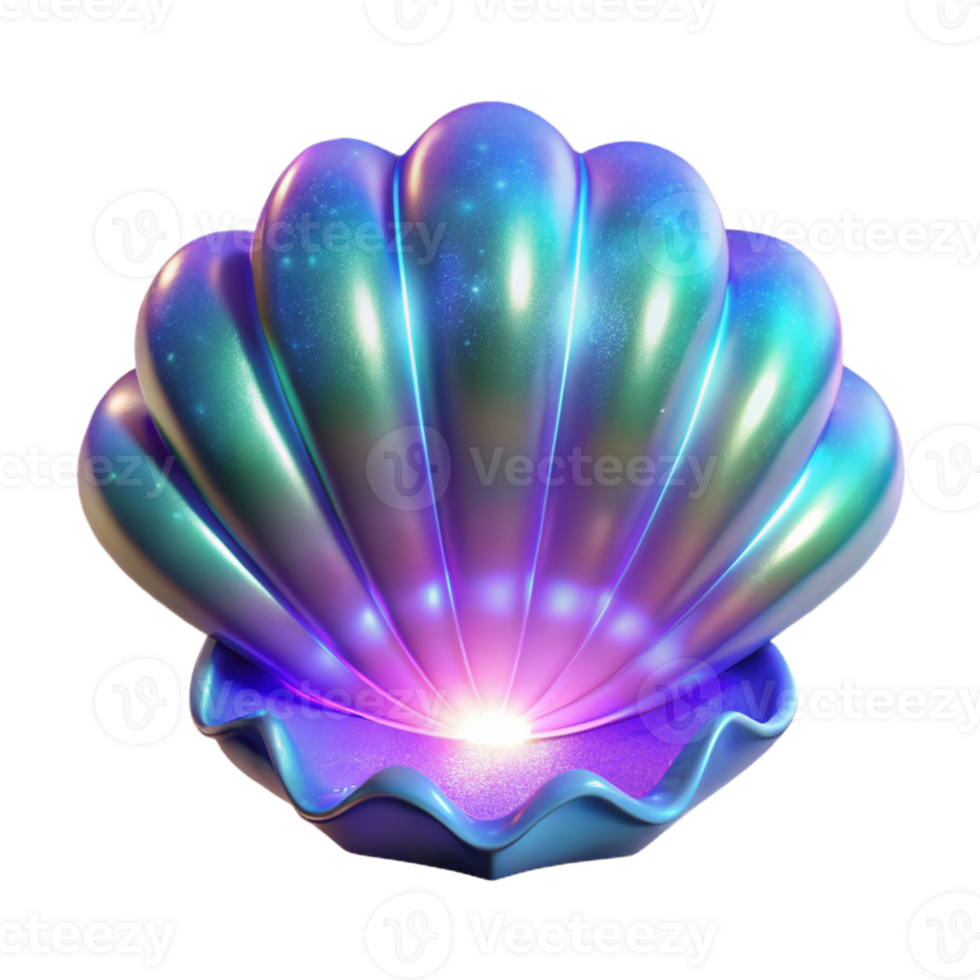 serene minimalist Iridescent Shell 3D Render premium png
