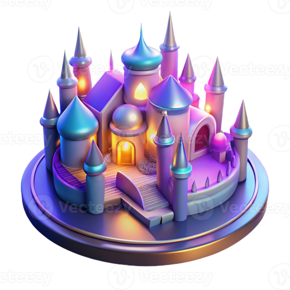 vibrant abstract Enchanted 3D Castle Illustration exclusive png