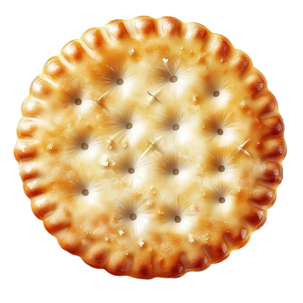 Cracker with a goldenbrown surface and tiny holes is crisp and flaky png
