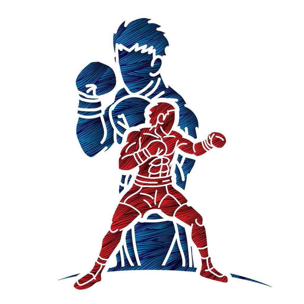 Group of Boxer Ultimate Fighter Boxing Sport Mix Action Muay Thai Cartoon Graphic vector
