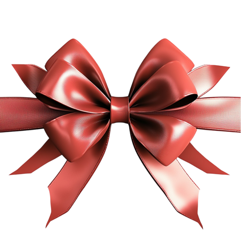 Red ribbon bow with loops and a silky texture is tied beautifully png