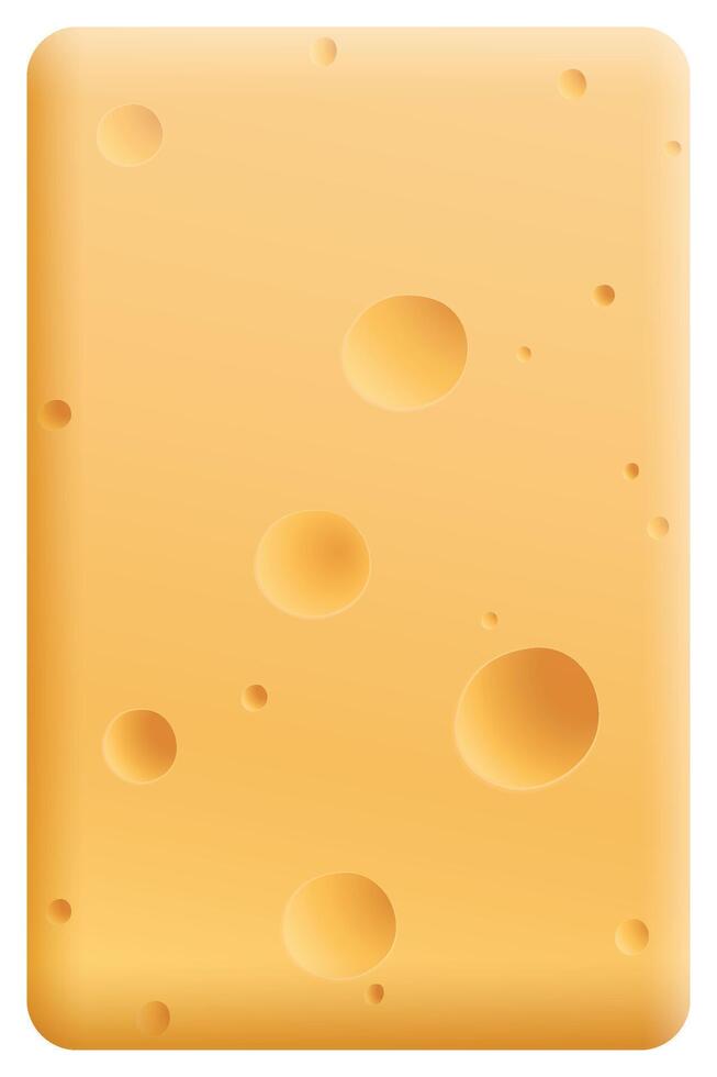 A piece of smoked cheese cross section texture isolated on white vertical background graphic illustration. vector