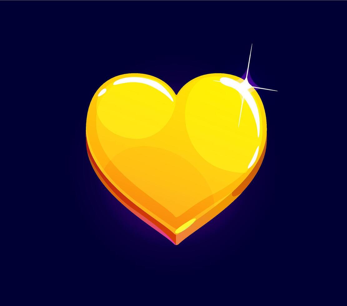 Golden heart icon, game asset, bonus trophy award vector
