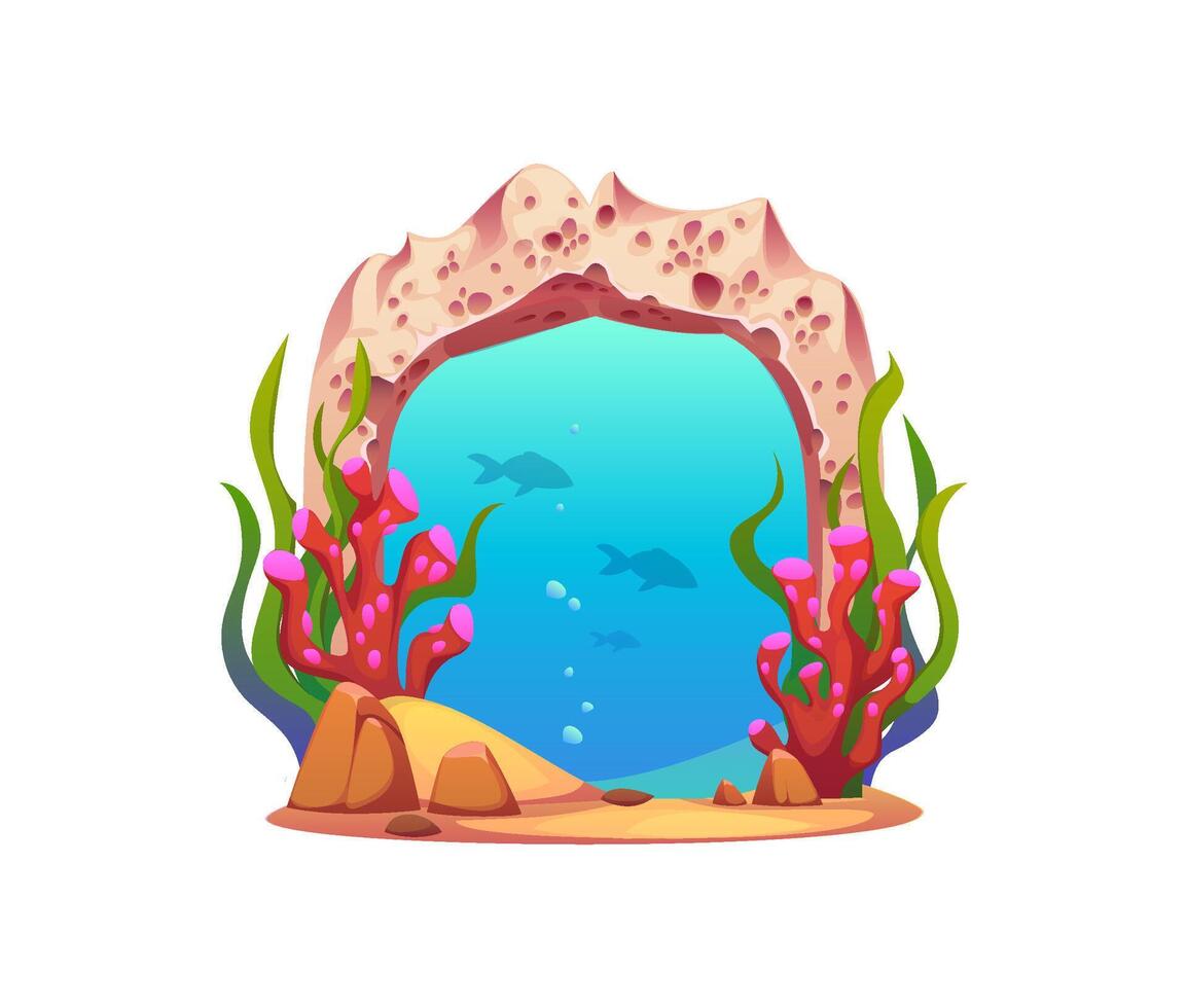 Underwater scene with coral reef and sea animals illustration vector