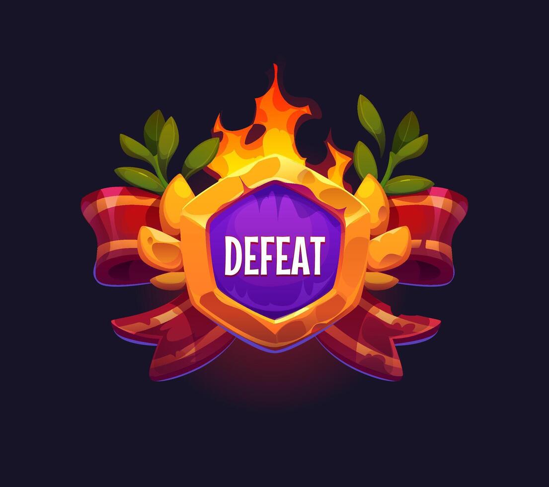Defeat game badge for fail or level not complete vector