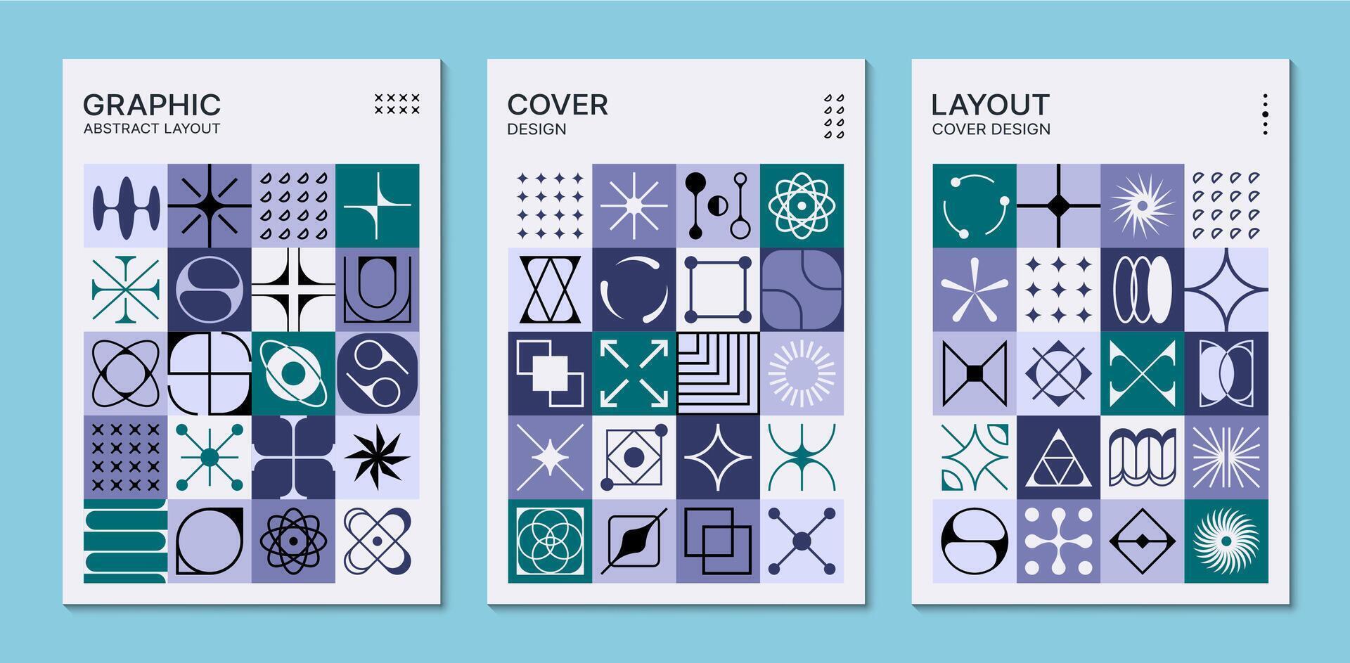 Abstract geometric brutal y2k posters, covers vector