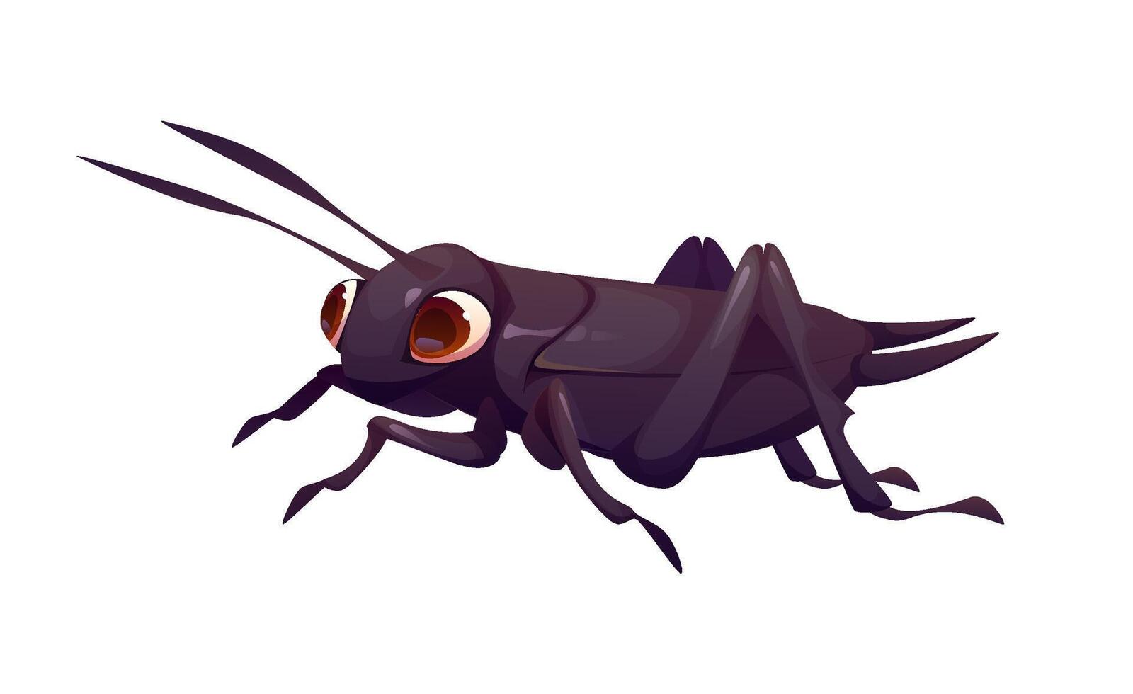 Cartoon funny cricket character with large eyes vector