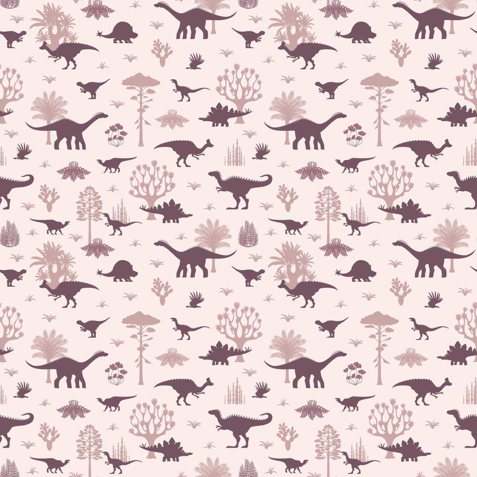 Prehistoric dinosaur seamless pattern with dino vector